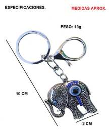 TendenciaLlavero Elefante Ojo Turco Buena Suerte Proteccion PlateadoCalidad premium