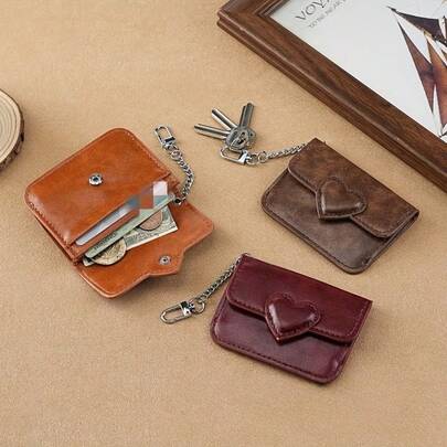 Heart-Shaped Card Holder, Multi-Layer & Multi-Card Slots, 4 Color Options. New Fashion Coin Purse/Card Holder, Compact & Elegant Heart-Shaped Coin Purse/Card Holder, High-Quality Heart-Shaped Card Holder, Coin Purse/Card Holder, Women's Small Wallet, Practical Mini Bag, Unisex, Multi-Card Slots