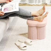 Pink Ottoman Storage BoxFolding Storage Seat Box Small Footstool For Living Room Kid's Toy Chest Box Teddy Flower Shape 32x32x32cm - Pink - View 3
