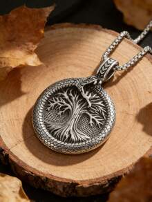 1件复古永恒树龙吊坠项链，时尚朋克风饰品，男女皆宜 - 時尚 - 查看 6