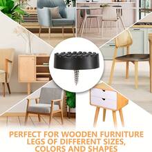 32pcs Screw-On Rubber Feet For Fumiture, Floor Protector For Chair Leg, 1.2" Sturdy Feet For Cutting Board Non Slip, Black FurniturePad For Hardwood Floor, Durable Furniture Rubber Bumper - Black - View 5