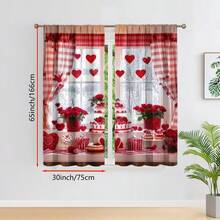 2 pezzi Tende con stampa rose rosse e design con sacchetto per asta, adatte per soggiorni, camere da letto, cucine e caffè - migliorano la luce naturale, ammorbidiscono la visione e aggiungono eleganza e stile (asta non inclusa), 160 g/m² - Multicolore - Visualizzare 11