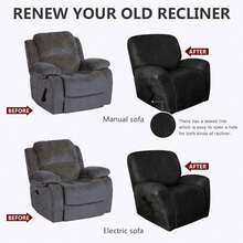 Trugenix-Recliner Sofa Covers - Leather Like Recliner Sofa Covers 3 Seater Recliner Couch Covers For 3 Cushion Couch 8 Pieces Washable Stretch Reclining Sofa Slipcovers (Brown)-GP - 02-深灰色 - 查看 7