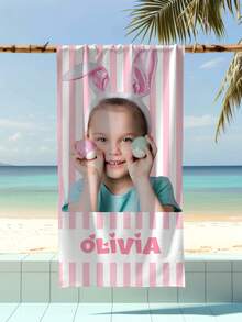 Personalized Children's Beach Towel, Perfect Summer Birthday Gift, Suitable For Various Summer Occasions. Customizable Beach Towel And Accessories, Applicable For Beach, Pool, Travel, Camping, Yoga And More. - Multicolor - View 9