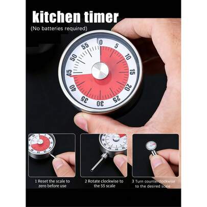 Đồng hồ bấm giờ nhà bếp từ tính, bằng thép không gỉ, thích hợp cho nấu ăn, luộc trứng, lớp học, giảng dạy, thể thao, làm bánh, học tập, lò nướng - Không cần pin, quà tặng Ngày của Mẹ, quà tặng Ngày Valentine, quà tặng Ramadan, quà tặng Lễ Phục Sinh.