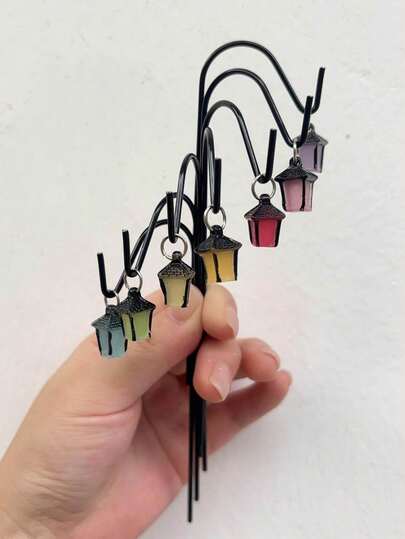 Glow Garden , Resin Fairy Miniature Decor With Colorful Lanterns, Rustic Style Outdoor Christmas Decoration, Indoor Tabletop Ornament And Craft, Solar Powered Outdoor Decor, Christmas Decoration, Unique Design,