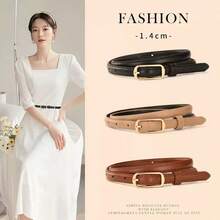 1 pièce Ceinture fine pour femme, ceinture avec boucle en alliage ovale, polyvalente pour robes, chemises, occasions décontractées ou habillées - ceinture à boucle métallique ovale - Voir 2