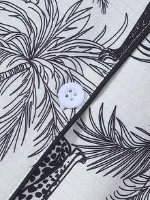 [Dreamery]Giraffe & Monkey Print Short Sleeve Shorts Pajama Set For Women - Black - View 5