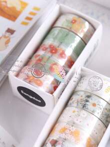 5卷1.8英寸 x 3.23英寸可爱透明仲夏雏菊装饰贴纸，DIY装饰材料和和纸胶带，适用于礼品包装、DIY手工、绘画、学习和办公，适合母亲节、感恩节等场合。 - 彩色 - 查看 10