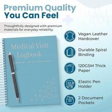 A5  Visit Logbook - Compact Spiral Bound  Planner & Health Journal For Chronic Illness, Doctor Appointments, Symptom TracFKing, Medications &  History Organizer Notebook Pocket Folder - Blue - 查看 9