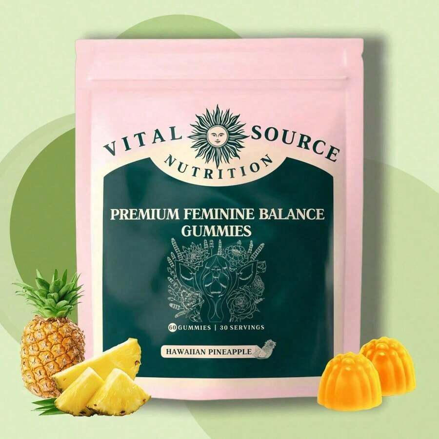 Feminine Gummies Hawaiian Pineapple - 60 Gummies, 30 Servings - Immune Support, Vegan & Gluten-Free - Natural Women's Health Supplement Healthcare - Quả dứa - Xem 1