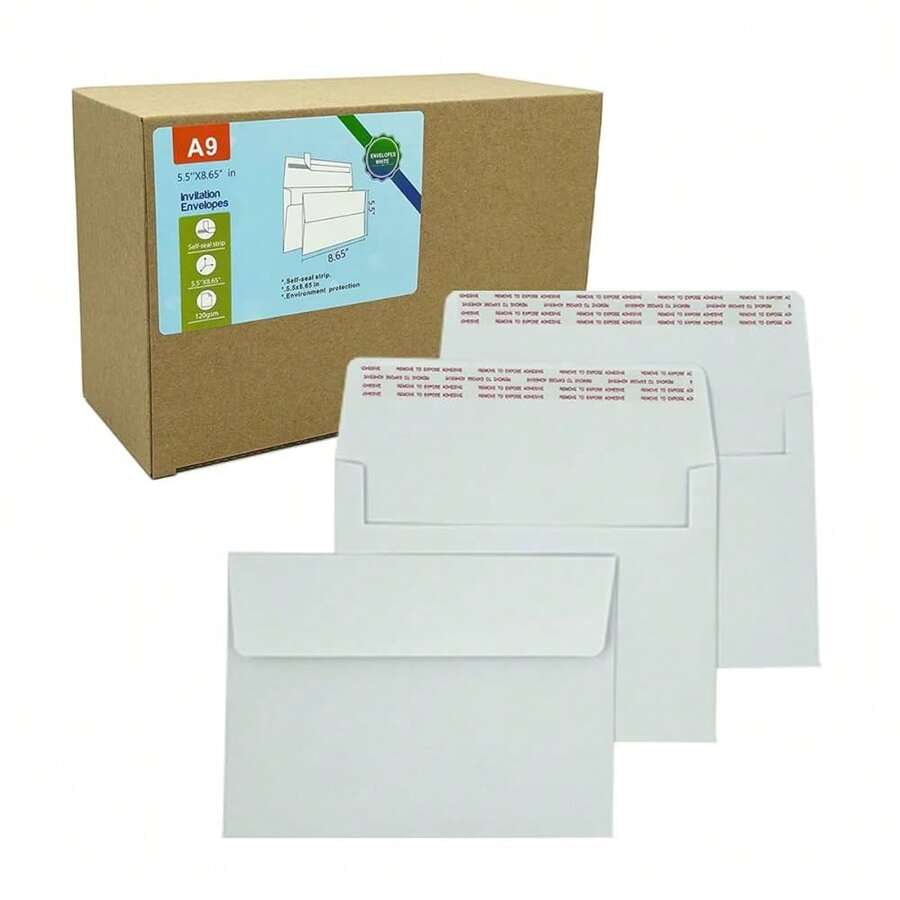 A9 Invitation Envelopes(100 PCS 5.75x8.75 In )- Windowless Design 120GSM White Paper Envelopes With Printable Quick Se--Seal For Invitations, Greeting Cards, Invoices - 100pcs5.75*8.75in - View 1