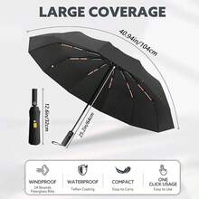 Paraguas Plegable Automtico, Paraguas Plegable con Proteccin, Paraguas de Viaje Compacto, Resistente al Viento e Impermeable, Paraguas con 24 varillas, Porttil para Hombres y Mujeres - Púrpura - Ver 4
