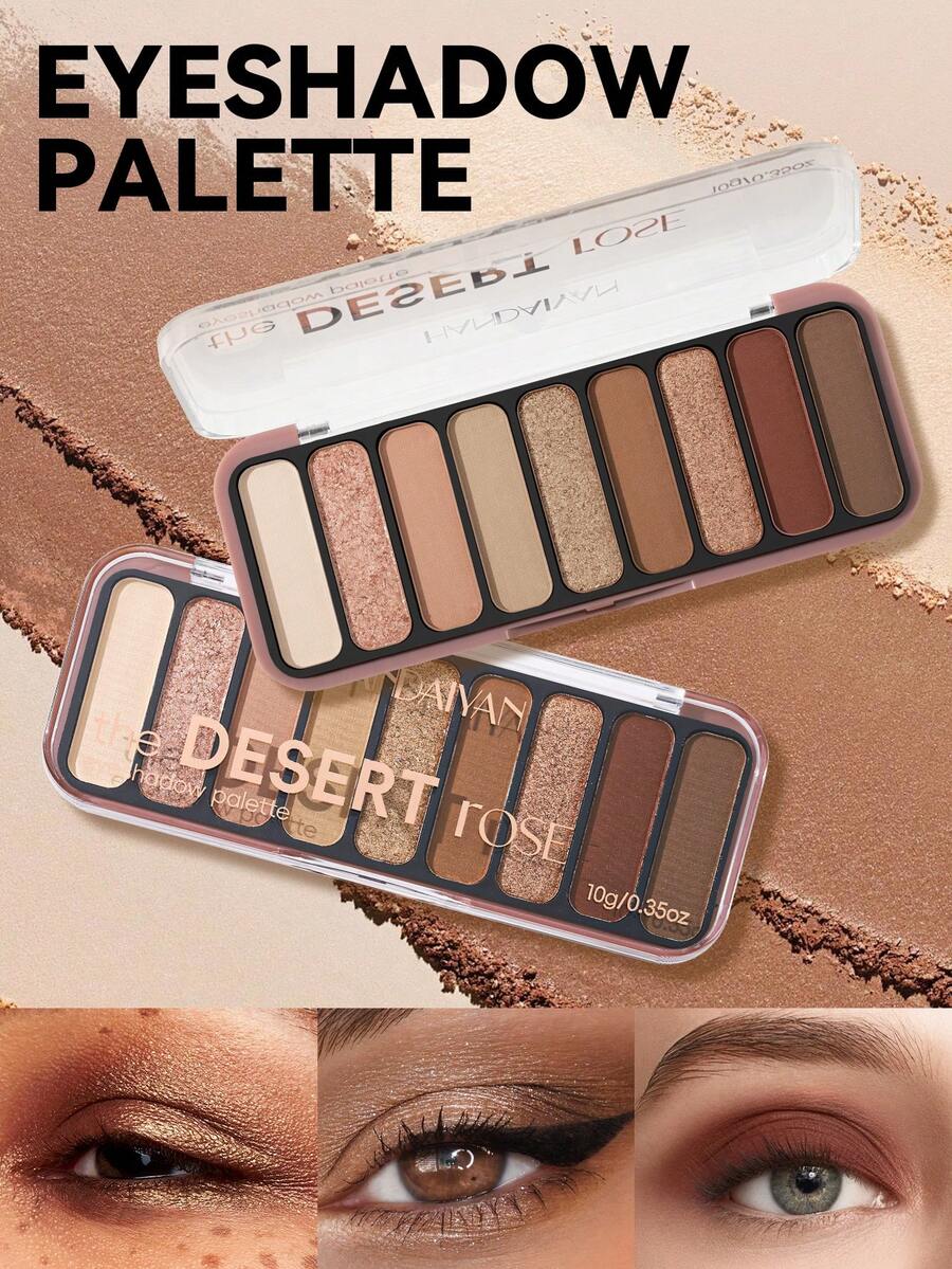 HANDAIYAN 9-Color Eyeshadow Palette, Earth Tone, Shimmery, Multi-Purpose Eyeshadow Palette, Suitable For Halloween, Christmas Makeup Parties, Autumn/Winter, Campus Essential, Vacation, Travel, Camping And Other Occasions