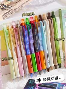 4支彩色透明自动铅笔，高品质学生考试用品，符合人体工学的握柄，速干黑色圆珠笔 - 黑色 - 查看 11