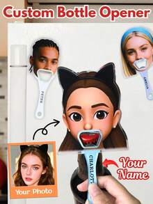 Abridor de botellas con diseño personalizado de rostro, abridor de botellas de cerveza, abridor de botellas con imán adjunto que se puede adherir al refrigerador. Sirve como un regalo decorativo para restaurantes, bares, fiestas y bodas, un regalo ideal para el Día del Padre, un imprescindible para bodas. Es multifuncional, altamente decorativo y reutilizable. - Multicolor - Ver 2