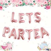 Bộ 10 bóng bay tráng bạc màu vàng hồng "Let's Par-Tea", thích hợp trang trí tiệc trà, tiệc mừng em bé sắp chào đời theo chủ đề tiệc trà, tiệc chủ đề Alice ở xứ sở thần tiên, sinh nhật theo chủ đề tiệc trà, tiệc trà, tiệc cô dâu, phông nền chụp ảnh, trang trí tiệc, tiệc trà chiều. - Hoa hồng vàng - Xem 7