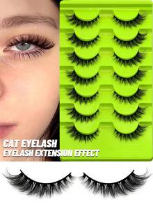 7 Pairs Cat Eye, Fox Eye, Faux Mink Fluffy & Lengthening False Eyelashes, Natural Look Makeup Tools (GA05)