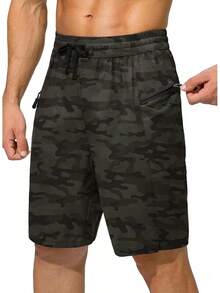 Men's Swim Trunks Quick Dry Board Shorts With Zipper Pockets Beach Shorts Bathing Suits Men - No Mesh Liner - Green Camo - 查看 12