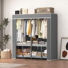 Portable Closets For Hanging Clothes59" Heavy Duty Clothes Rack With Cover Strong Foldable Metal Clothing Rack 95% Assembled 59"*20.5 * 68 - 59" - View 1