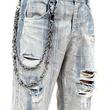 Layered Punk Pants Chain Men Women, Gothic Hip Hop Jean Chain Wallet Chain Biker Trouser Chain, Goth Emo Fashion Keychain Accessories - 2L-黑色倒刺 - 查看 8