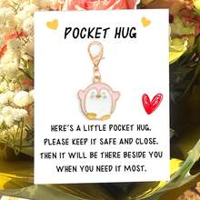 1pc Penguin Keychain Pendant, Zinc Alloy Oil Drop Charm, Bag Hanging Accessory With Gratitude Card - Multicolor - View 3