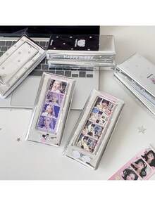 1pc Korean Style Hollow Life 4-Slot Card Album, Cute Animal Long Strip Wide Photo Sticker Album, Memo Book, Student Idol PVC 4-Slot Photo Album - Multicolor - View 6