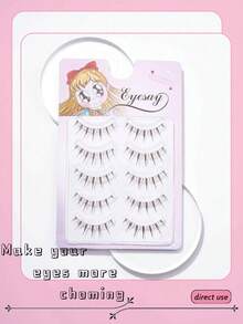 5对卡通假睫毛，棕色迷你恶魔款，自然柔软，透明睫毛梗，仿貂毛材质，长度3-12毫米，适合韩国流行女团使用。 - 尖尾漫畫款 - 查看 2