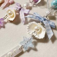 1pc Plaid Bow Shell Wind Chime Keychain, Cute & Versatile Minimalist Style Phone Strap, Bag Charm - Multicolor - View 4