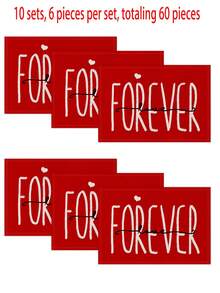 1件/4件/6件/60件装 涤纶情人节爱心精灵餐垫，防污，适用于家居、餐厅、餐桌装饰、乔迁、生日礼物 - 彩色 - 查看 14