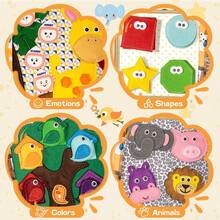 Giraffe Themed Felt Busy Book, Interactive Educational Quiet Book, Portable Sensory Activity Board To Improve Fine Motor Skills And Cognitive Development, Early Learning Travel Toy With Animal, Shape, Color And Number Themes, Soft Fabric Activity Book For Creative Play - Multicolor - View 5