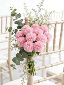 Bộ 2 bó hoa diếp xoăn nhân tạo cao 11,02 inch, thích hợp để trang trí, trang trí nhà cửa, đám cưới và sự kiện, hoa nhân tạo, trang trí nhà, bó hoa ngày Valentine, trang trí mùa xuân. - Hồng - Xem 5