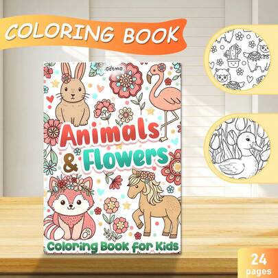 GDTME Un libro para colorear de 24 páginas para adultos con ilustraciones florales y de mascotas lindas, que presenta elementos delicados como animales adornados con flores y grupos florales vibrantes. El proceso de colorear puede liberar tu imaginación y brindar una experiencia relajante y reconfortante, convirtiéndolo en un pequeño pero curativo regalo para ocasiones como Pascua, el regreso a clases, el Día Internacional de la Mujer y talla grande.