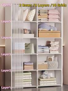 1pc Multi-Layer Dustproof Wardrobe, Modular Storage Cabinet, Standalone Bookshelf, Multi-Tier Household Storage Cabinet, Living Room Bookcase, Corner Storage Rack, Bedroom & Rental Apartment Space-Saving Storage Cabinet, Compact Wardrobe Organizer With Shelves