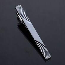 New Metal Gold Tie Clip With Chain, Men's Wedding Tie Clip, Gentleman Tie Clip, Tie Pin, Men's Accessory, Essential For Back To School Season - Multicolor - View 6