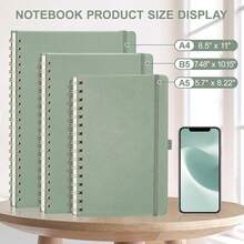 Bullet Dotted Journal Spiral Notebook, Large B5 Dotted Notebook 140 Pages, Leather Hardcover, 100 GSM Thick Dot Grid Paper, Inner Pocket, For Bullet Journaling, 7.6\ X 10\, Sage Green - B5點陣B5點陣 - 查看 3
