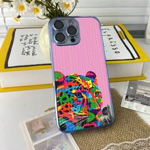 Abstract Art Neon Leopard Pink Background Phone Case, Full-Coverage Lens Electroplated TPU Phone Case, Exquisite Electroplating Process, Built-In Lens Protector For Scratch And Dust Protection, High-Definition Transparent Back Panel, Material: TPU + Lens Protector, Suitable For IPhone 17, 16, 15, 14, 13, 12, 11 Plus, Pro, Pro Max, And Air. Perfect Gift For Friends, Loved Ones, Or Yourself. - Gold - View 4