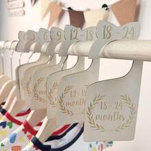 7件套木制婴儿衣柜隔板，婴儿房收纳挂架，适用于新生儿至24个月的男孩女孩，装饰性悬挂隔板，情人节礼物 - burlywood - 查看 6