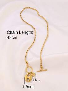 1pc Stainless Steel Coffee Bean Pendant Necklace For Women Fashion Pig Nose Clavicle Chain Necklaces Waterproof Jewelry - Necklace - View 5