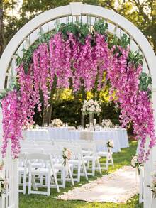 6条100厘米仿丝双色花环，紫色、绿色、紫红色，适用于婚礼拱门装饰、家居装饰、户外庭院装饰 - 彩色 - 查看 6