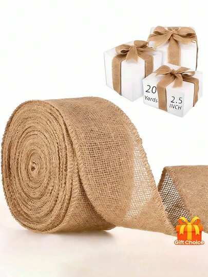 1 Roll Of 178.92 Inch Natural Jute Strap | Width 1.57 Inch, Light Brown | DIY Crafts, Gift Wrapping, Wedding And Party Decorations, Craft Supplies, Rustic Style, Rugged Construction