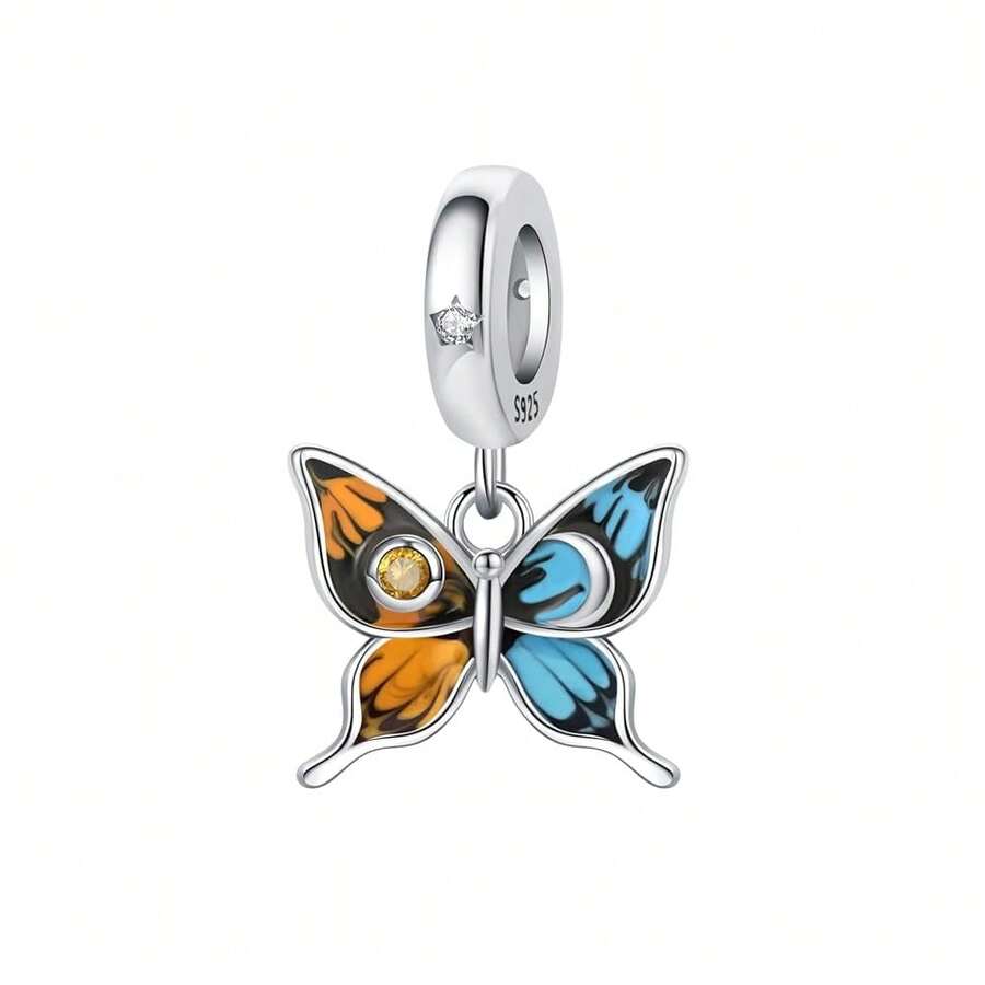 Cute Panda Animal 925 Sterling Silver Charms For Bracelets And Necklace Dangle Pendants Butterfly Elephant Dog Bead Jewelry Present For Women Family Friends - 彩色蝴蝶飾品 - 查看 1