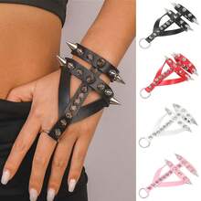 4件/3件/2件/1件套装 男士朋克摇滚铆钉手链，PU皮材质，可能存在轻微色差，请以实物为准。