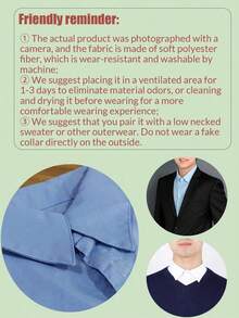 4 Pieces/3 Pieces/2 Pieces/1 Piece Multifunctional Professional Style Shirt, With Fake Collar, Square Collar, Pointed Collar And Fake Collar, Suitable For Pairing With Formal Clothing Or Low Collar Jackets. Size Rules, Suitable For Non Obese Body Types, Suitable For Wearing Under 180lbs, Fabric Made Of Soft Polyester Material. - Multicolor - View 5
