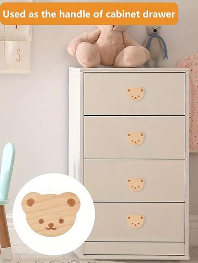 Bộ 4/6 tay nắm ngăn kéo hình gấu phong cách Bohemian bằng gỗ sồi, tay nắm gỗ một lỗ, được làm từ gỗ sồi, thích hợp cho cửa tủ và kệ, bao gồm ốc vít lắp đặt, tay nắm tủ/ngăn kéo bằng gỗ cho phòng tắm/bàn trang điểm/tủ quần áo, thích hợp cho tủ và đồ nội thất phong cách đồng quê.