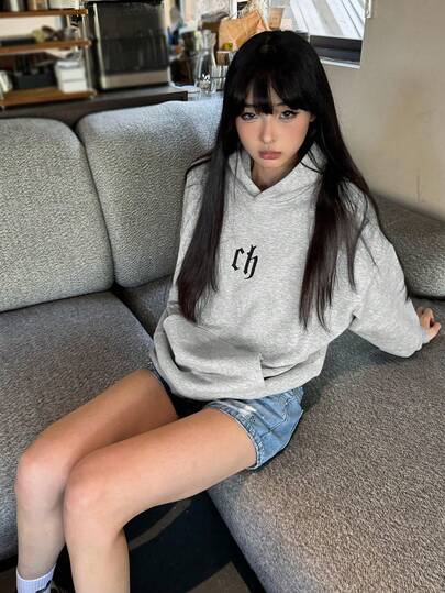 复古美式风格女式连帽卫衣，秋冬季