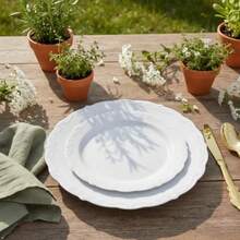 100 Pieces White Plastic Plates - White Disposable Plates - Premium Hard Plastic Disposable Plates For Wedding And Party Use Including 50 Dinner Plates 10 '' 50 Dert Plates 7.5 '' - 白色 - 查看 4