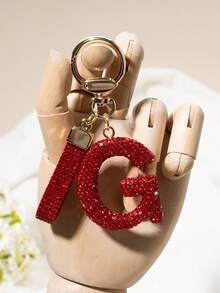 1个字母钥匙扣吊坠，镶钻装饰，手提包挂饰，礼物