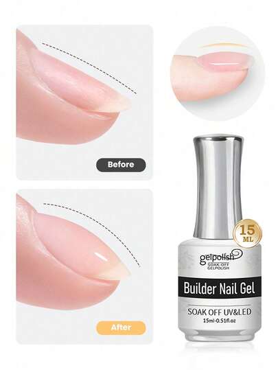 15ml Nail Extension Gel, 0.51 Fl Oz, 7-In-1 Clear Extension Gel, Strengthens Nails, Creates Perfect Manicure, Suitable For Beginners And DIY Enthusiasts, Can Be Used For Winter Christmas Nail Salon, Requires LED And UV Lamp