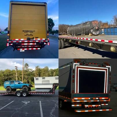 DOT-C2 高强度反光安全胶带 | 红白反光胶带，适用于拖车、卡车、房车 | 防水粘性警示贴纸 | 用于提高户外车辆、船舶夜间可见度的反光条 | 工业级反光标识